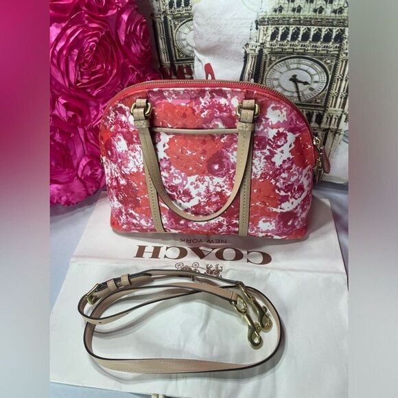 Coach Peyton Floral Cora Domed Shoulder Bag Satchel - Picture 3 of 10